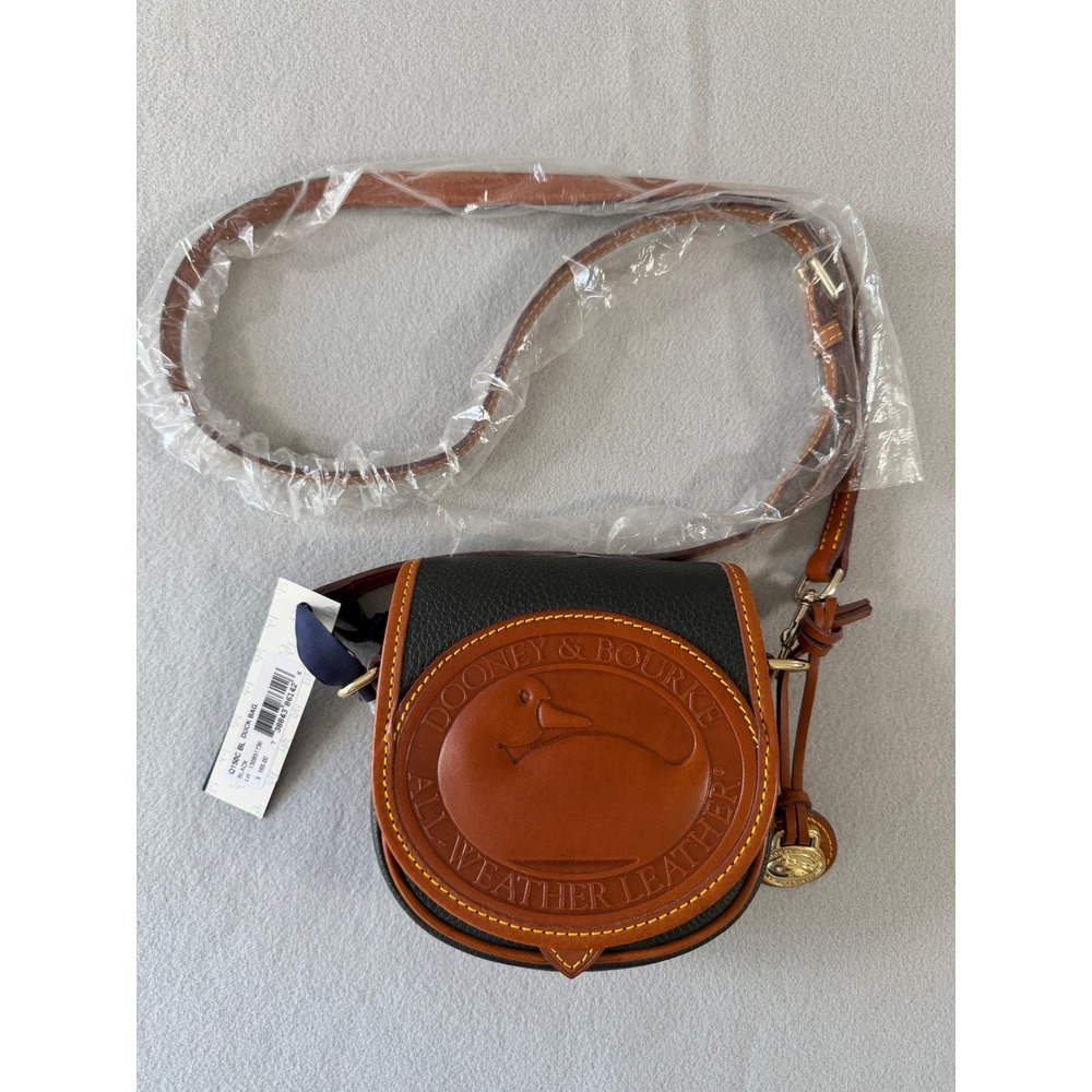 Dooney & Bourke All Weather Leather Duck Bag Black Tan Crossbody Q150C BL NEW